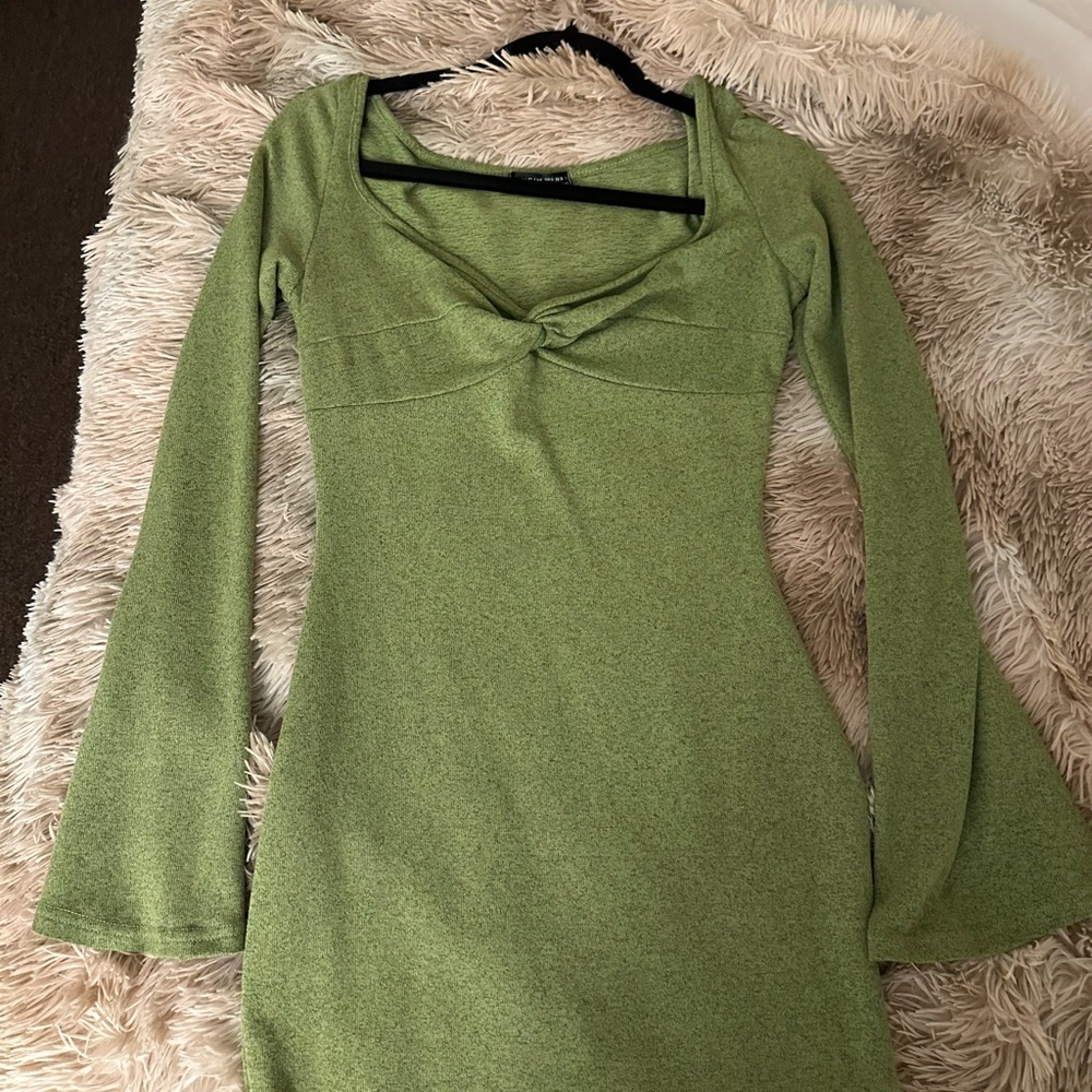 SHEIN Olive Long Sleeve Dress